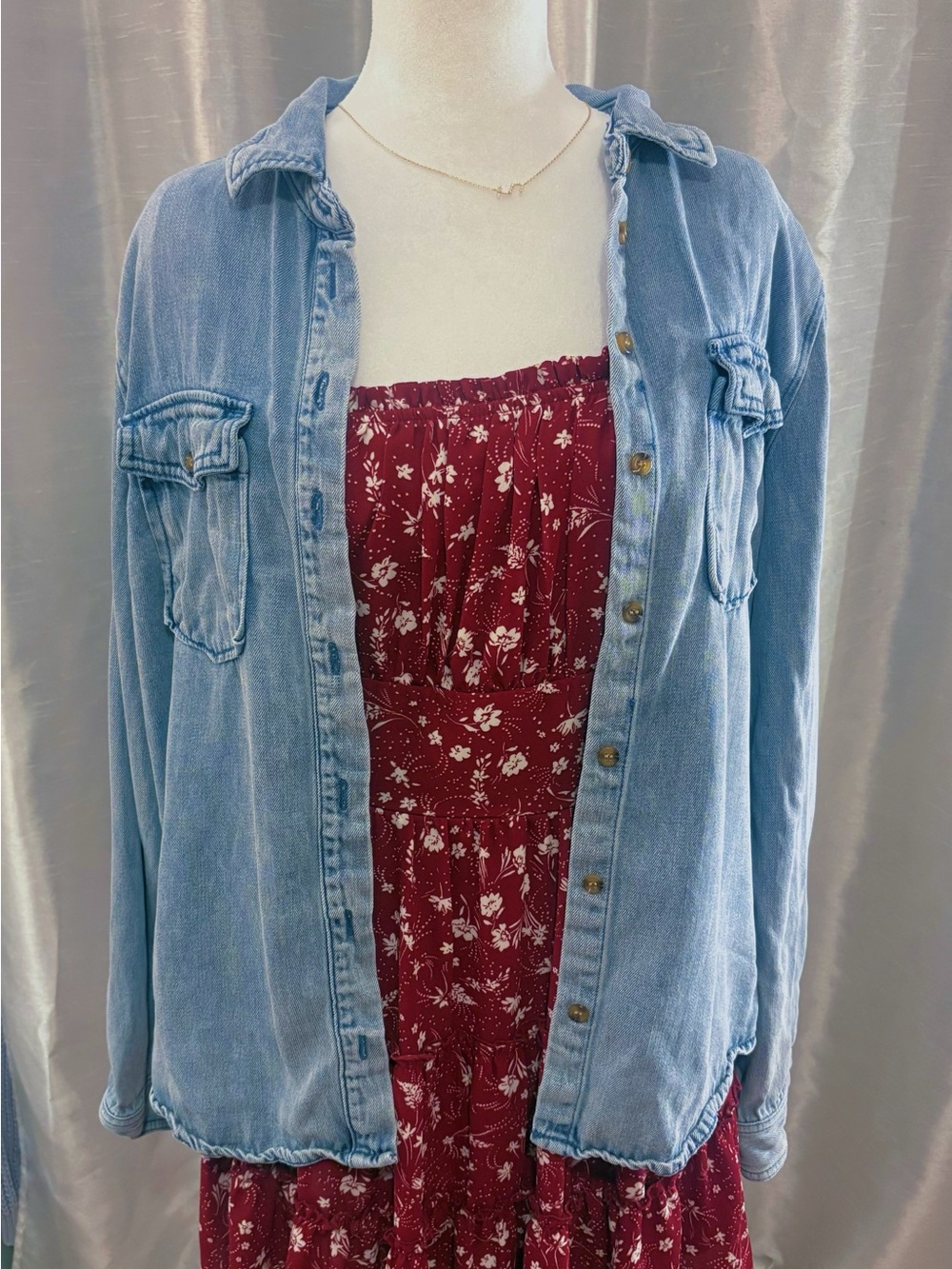 Velvet Heart Light Blue Washed Denim Shirt Jacket